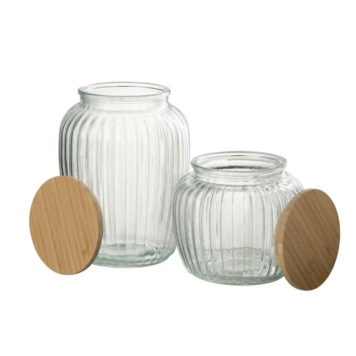 J-Line Topf aus Glas Louis Glas/Bambus transparent/Natur groß - HomeDesign Knaus
