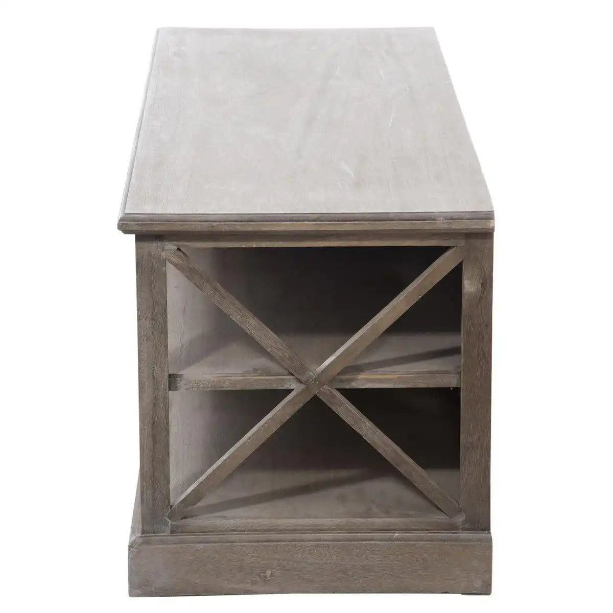 J-Line TV-Kasten + 2 Mandanten – Holz – Grau/Natur - HomeDesign Knaus