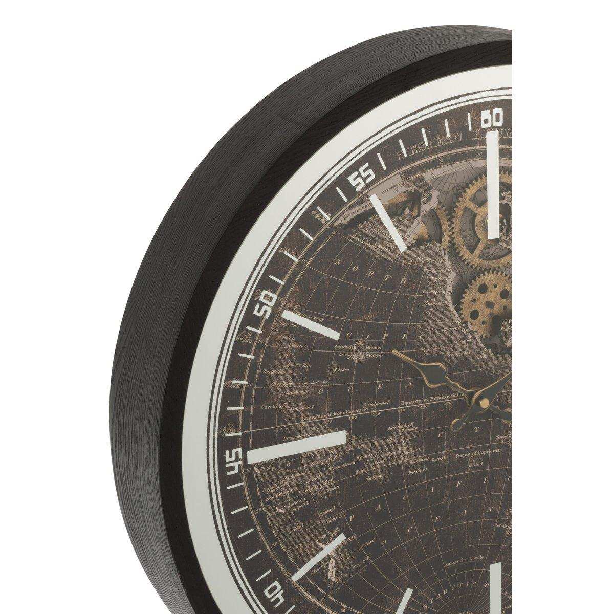 J-Line Uhr - Holz - Gold/Schwarz - Ø 48 cm - HomeDesign Knaus