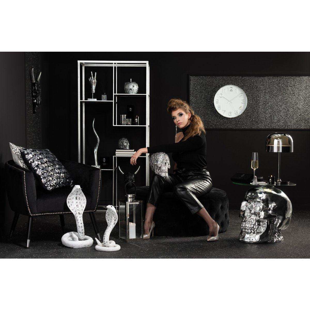 J-Line Uhr mit arabischen Ziffern – Kunststoff – Silber – Ø 40 cm - HomeDesign Knaus
