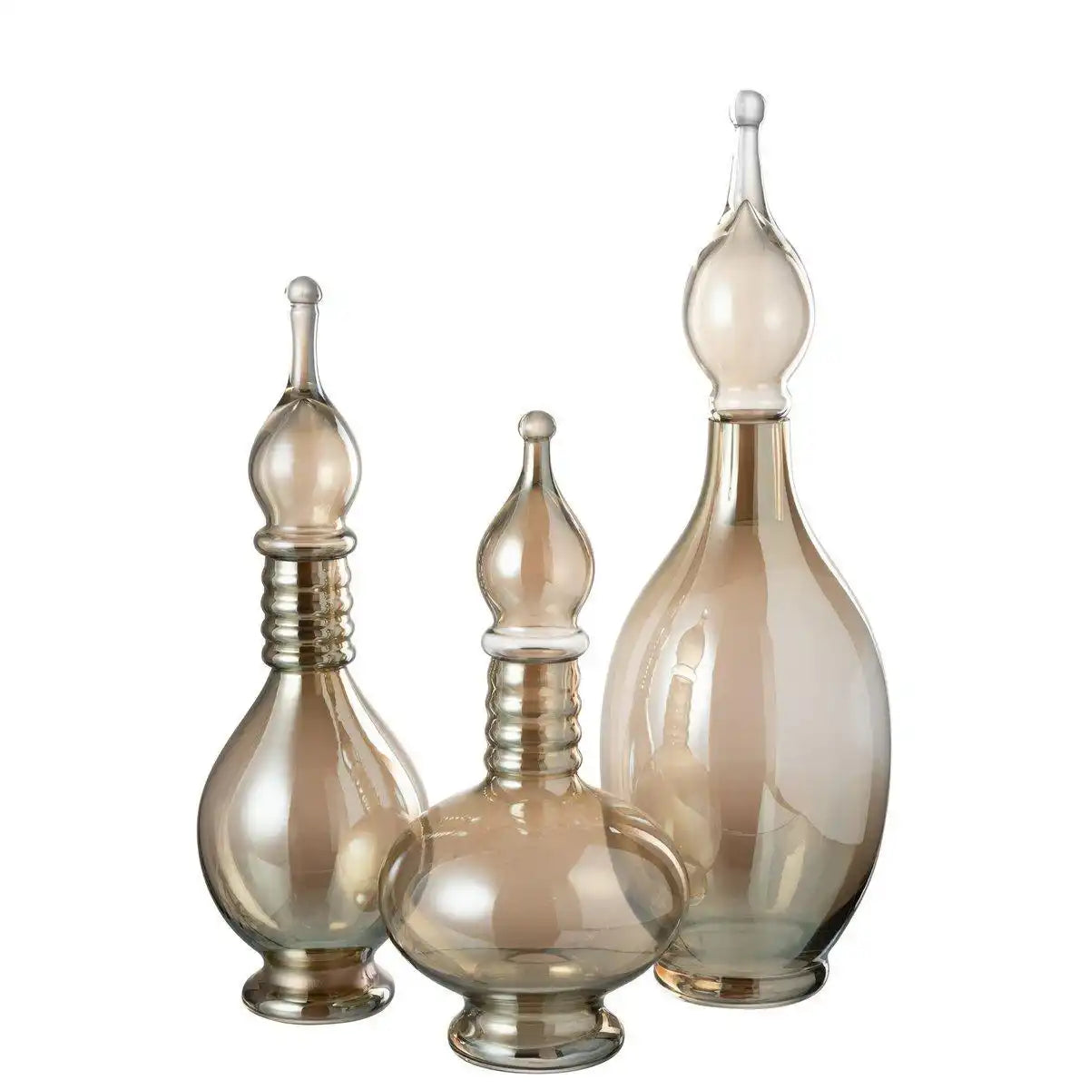J-Line Vaas+Stop Flesje Deco Joey Glas Beige Large - HomeDesign Knaus