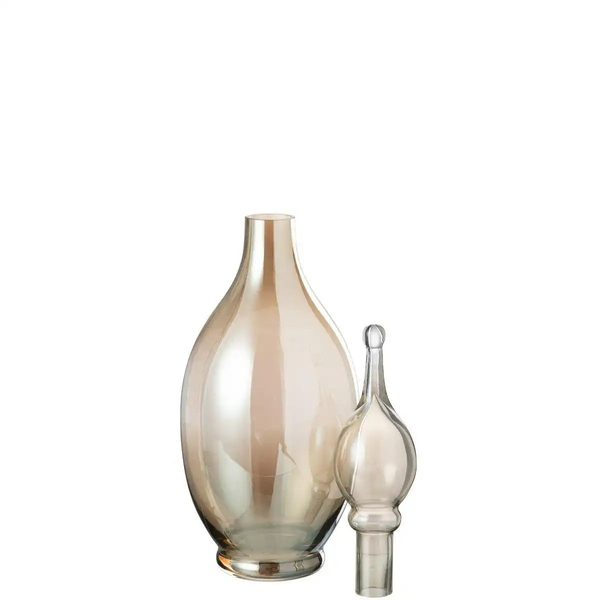 J-Line Vaas+Stop Flesje Deco Joey Glas Beige Large - HomeDesign Knaus