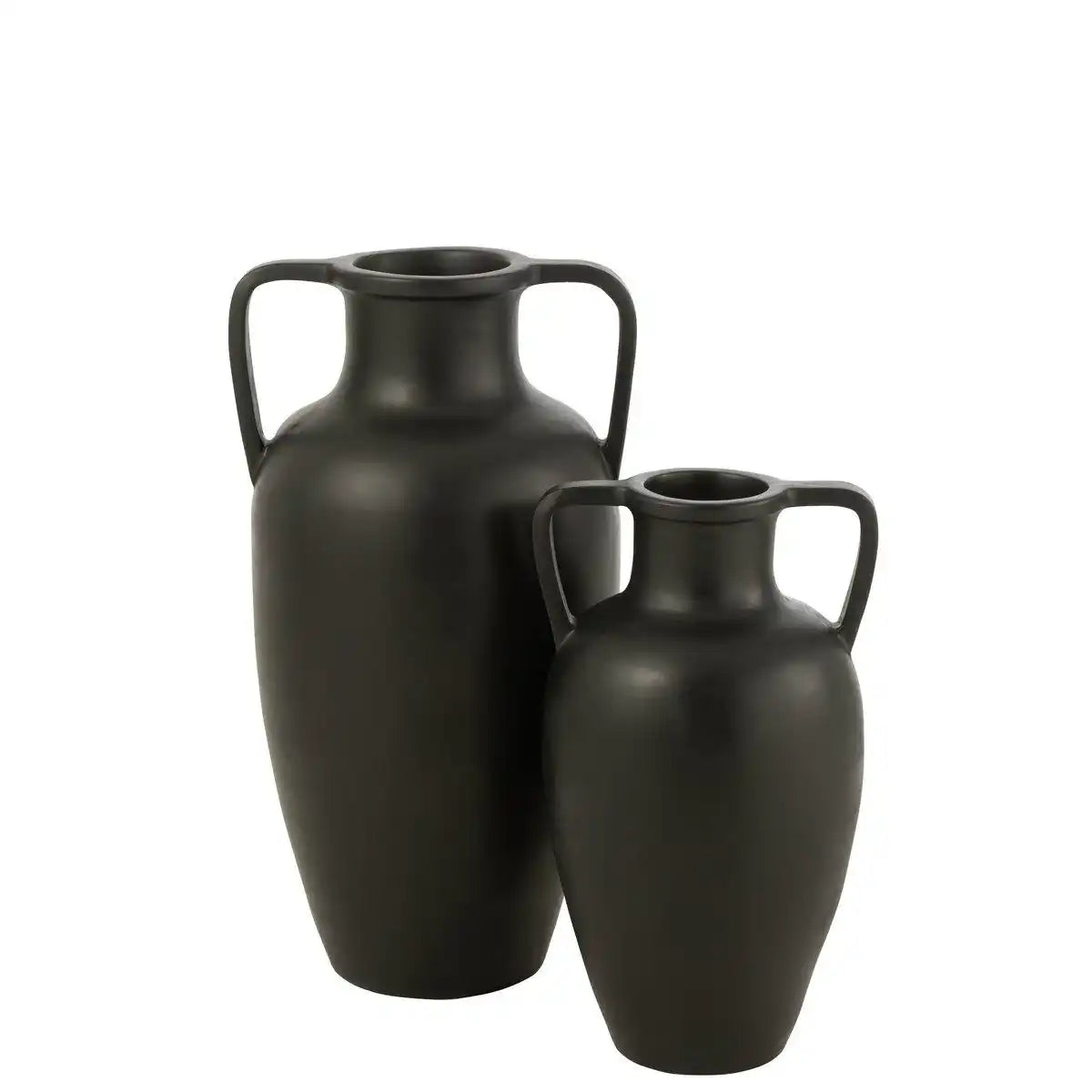 J-Line Vase 2 Arme Terrakotta - Keramik - Schwarz - Groß - HomeDesign Knaus