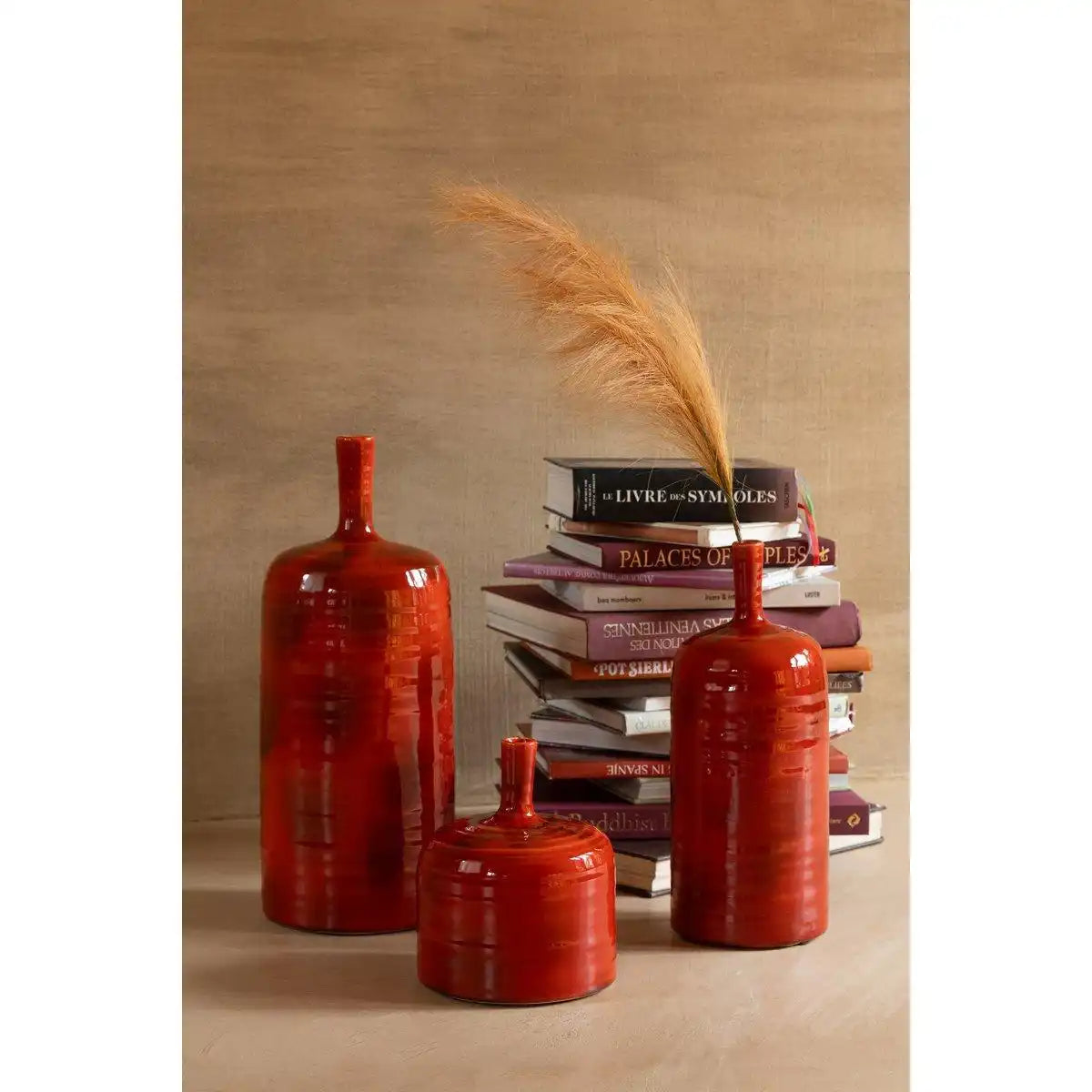 J-Line Vase Akane Bottle - Keramik - rot - groß - Ø 20 cm - HomeDesign Knaus