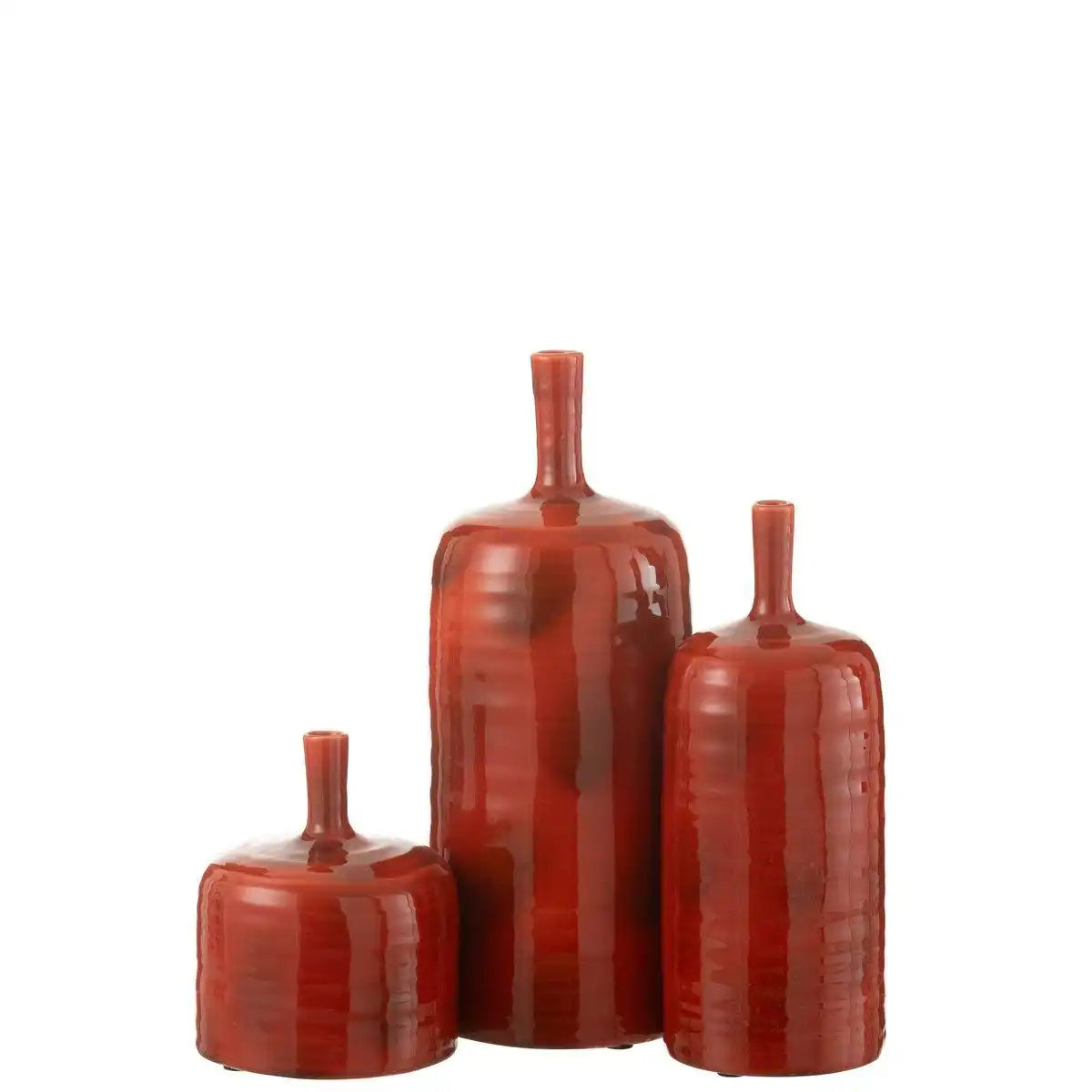 J-Line Vase Akane Bottle - Keramik - rot - groß - Ø 20 cm - HomeDesign Knaus