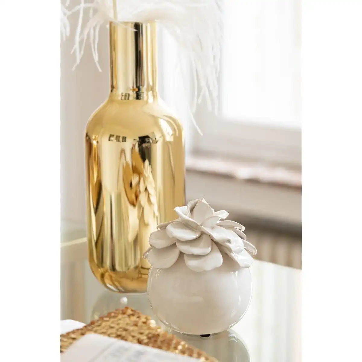 J-Line Vase Bottle Decorative – Glas – Gold – groß - HomeDesign Knaus