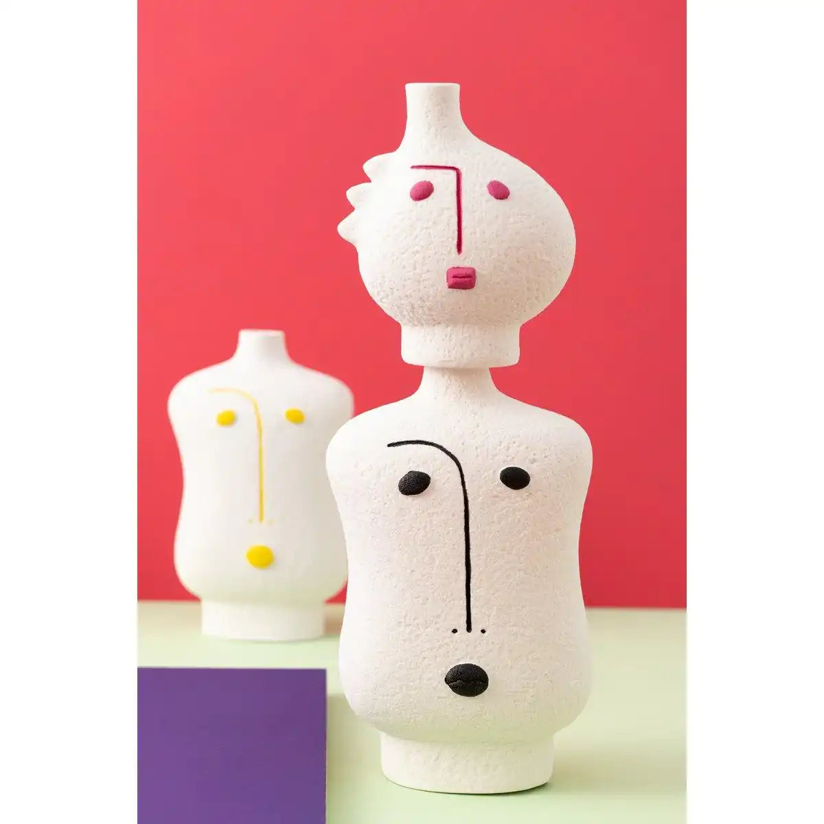 J -Line Vase Face Abstract - Porzellan - Gelb/Weiß - HomeDesign Knaus