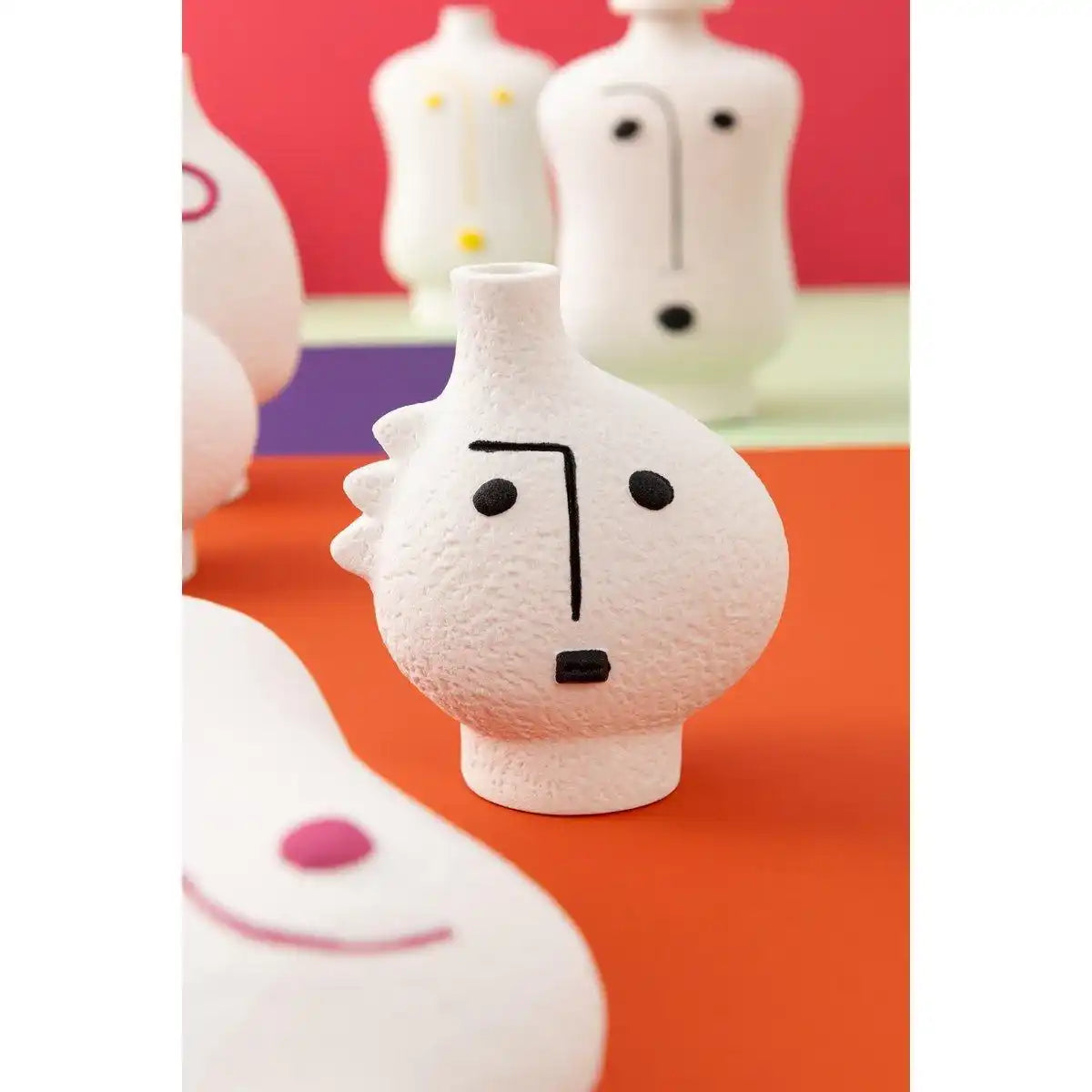 J-Line Vase Face Abstract - Porzellan - Schwarz/Weiß - 3 Stück - HomeDesign Knaus