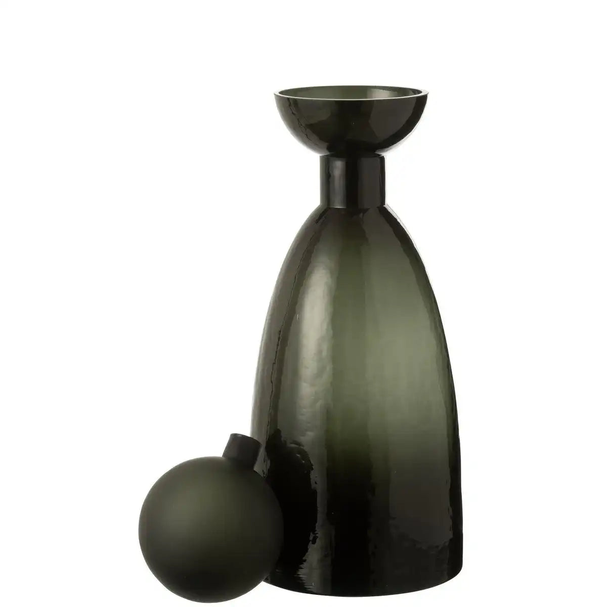 J-Line Vase Flasche + Deckel Adria Glas Dunkelgrün Groß - HomeDesign Knaus