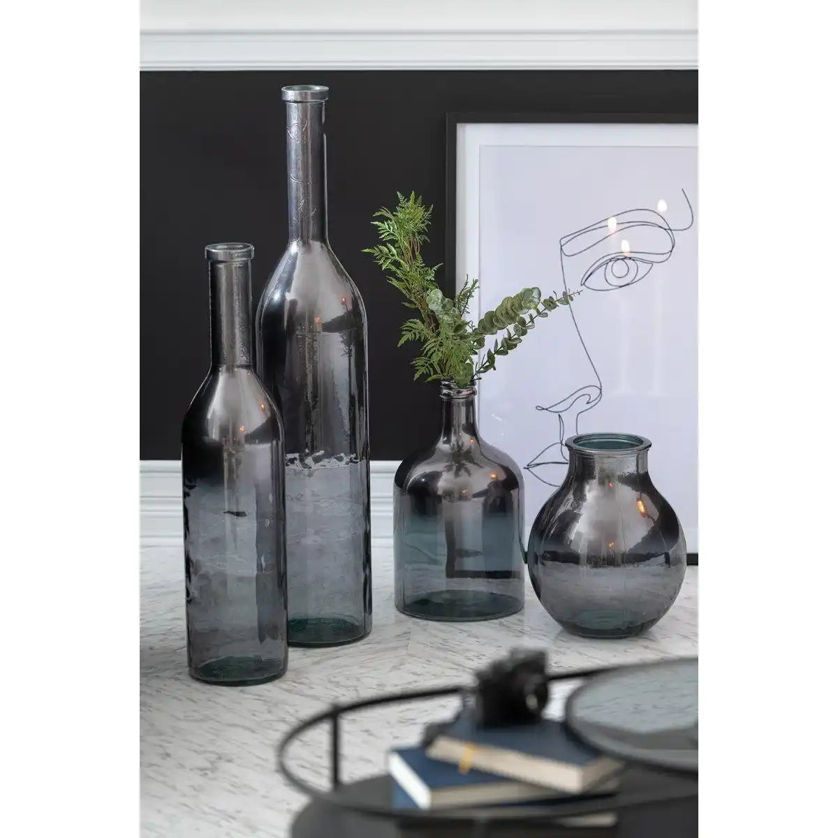 J-Line Vase Flaschenglas Metallic Grau Medium - HomeDesign Knaus