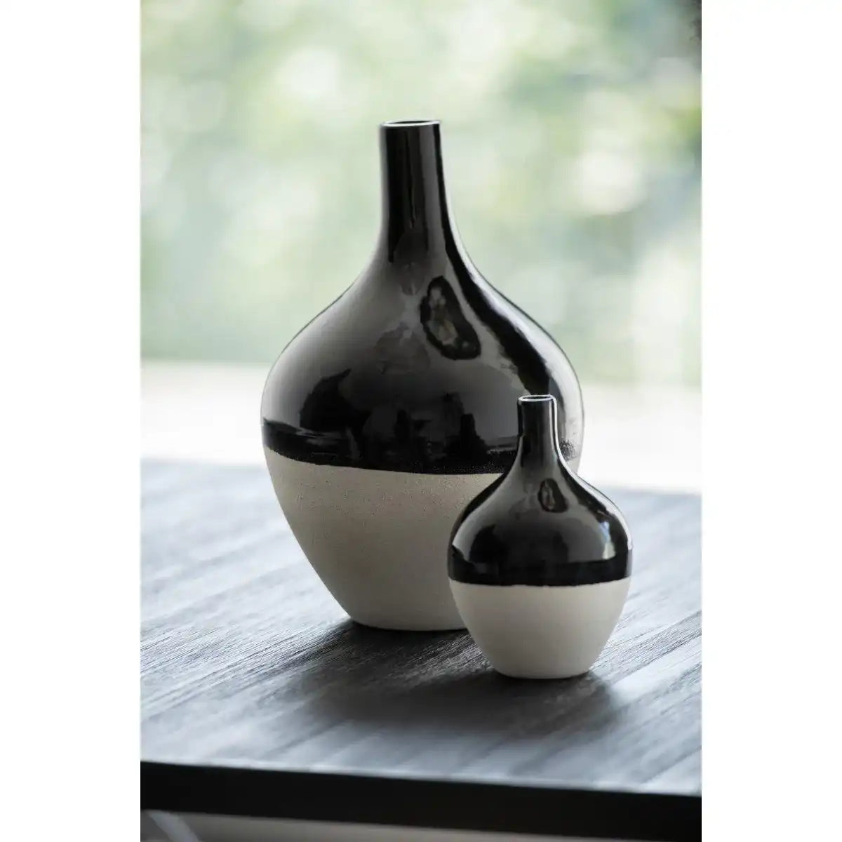 J-Line Vase IVA Porzellan Schwarz/Weiß groß - HomeDesign Knaus