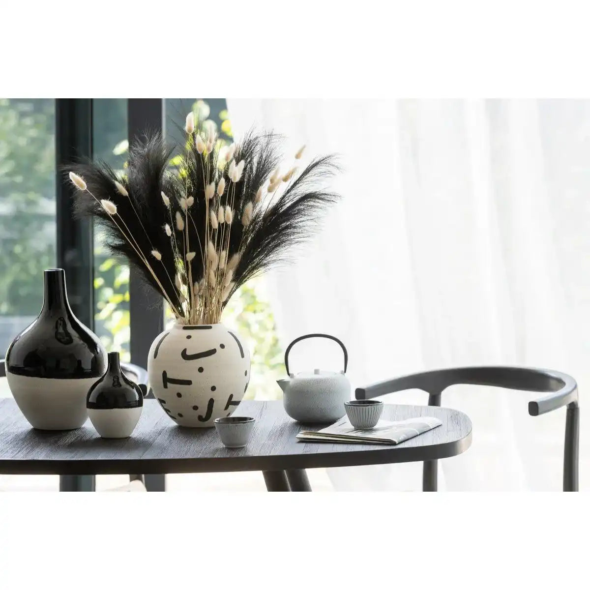 J-Line Vase IVA Porzellan Schwarz/Weiß groß - HomeDesign Knaus