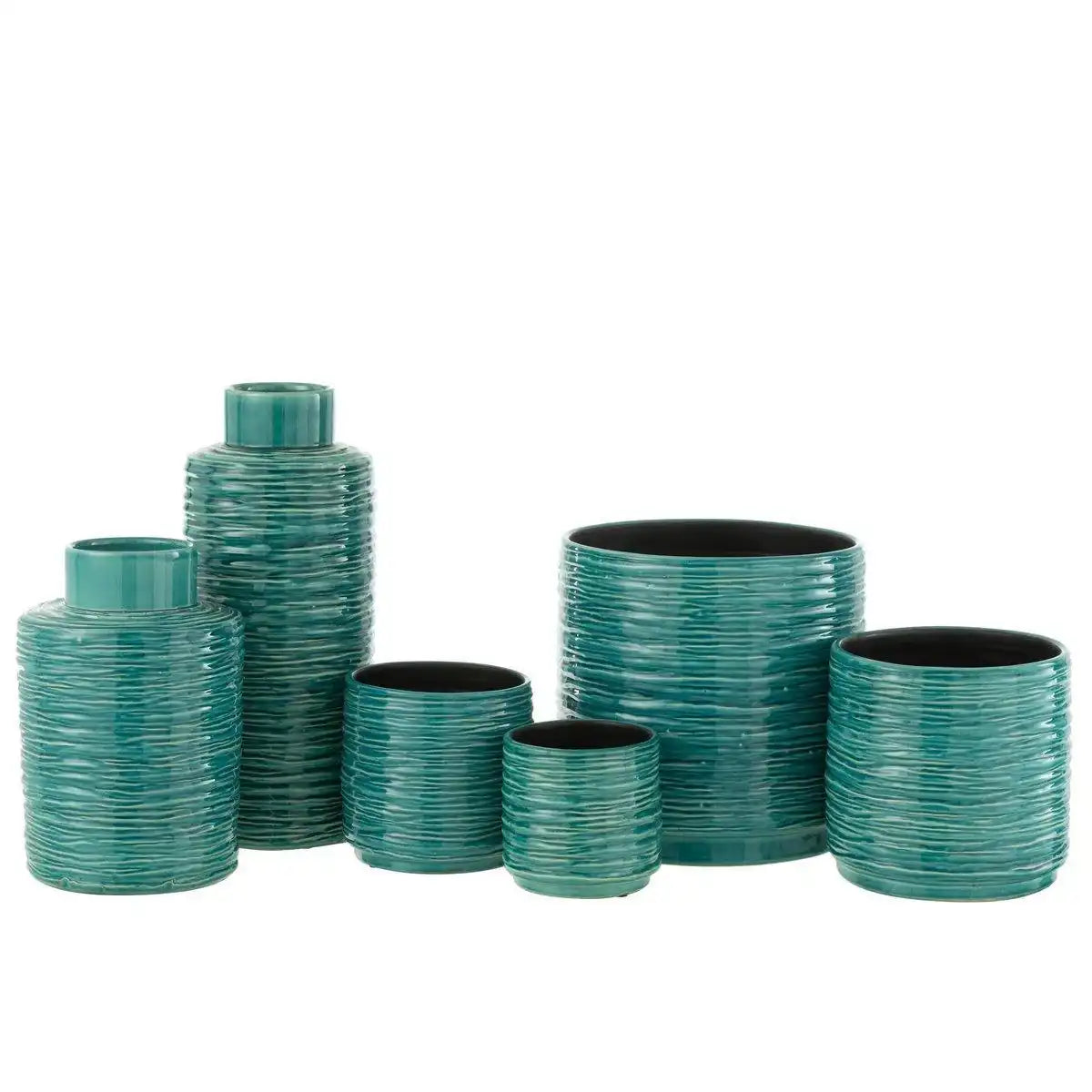 J-Line Vase Line – Keramik – Azurblau – groß - HomeDesign Knaus