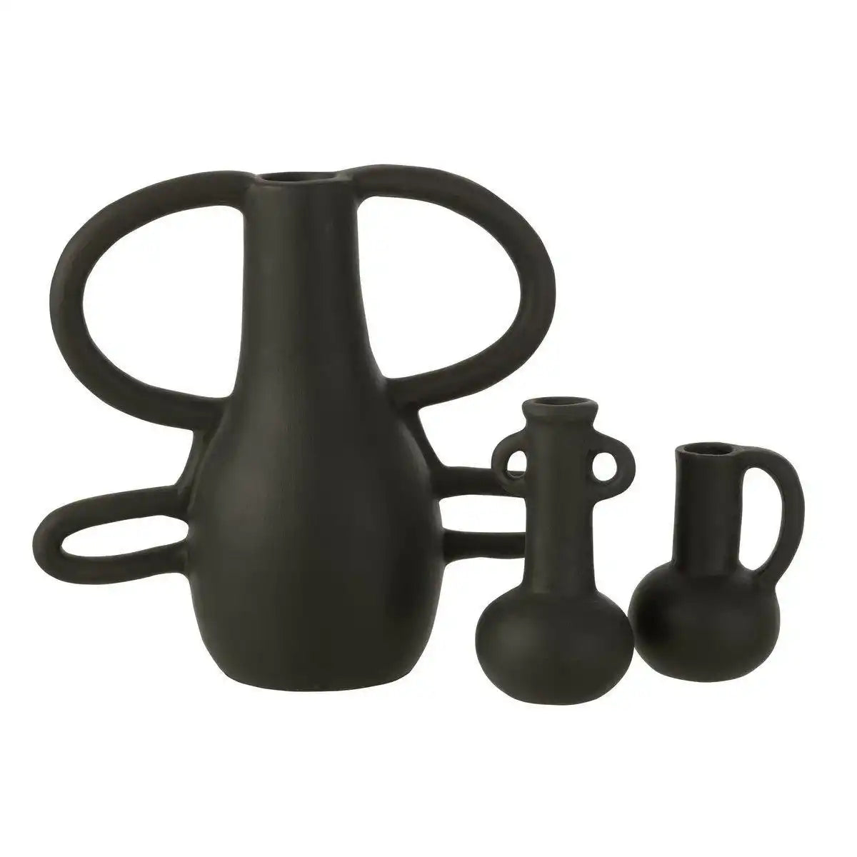 J-Line Vase mit 4 Griffen, Terrakotta-Schwarz - HomeDesign Knaus
