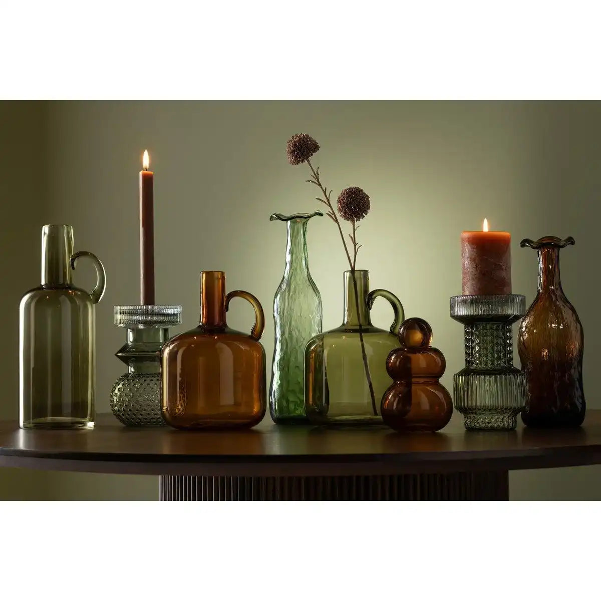 J-Line Vase mit Öffnung, Glas, Grün, mittelgroß - HomeDesign Knaus