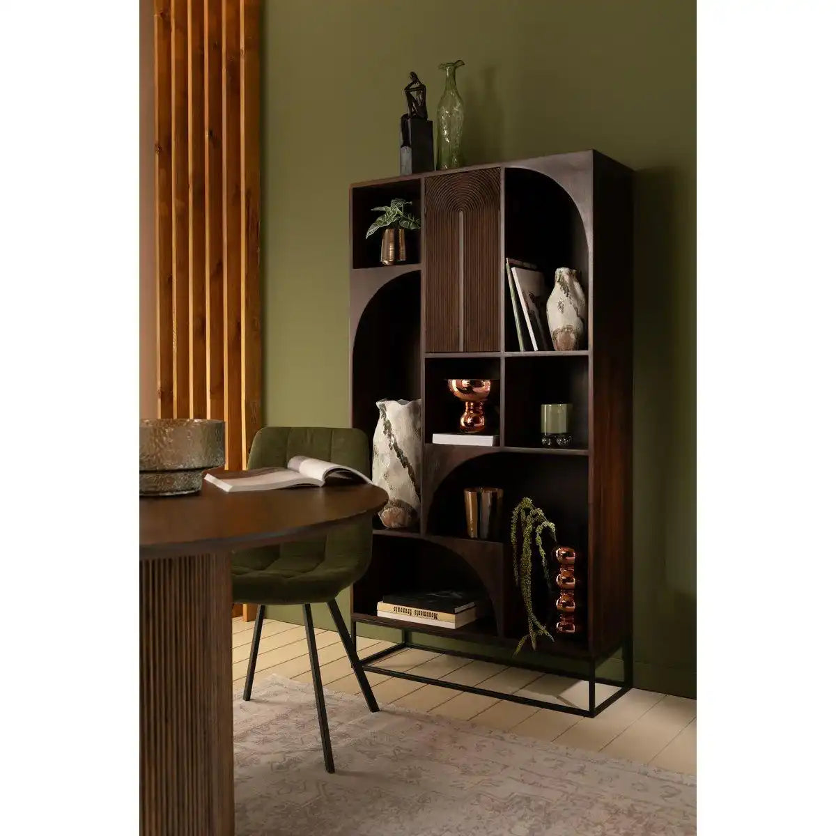 J-Line Vase mit Öffnung, Glas, Grün, mittelgroß - HomeDesign Knaus