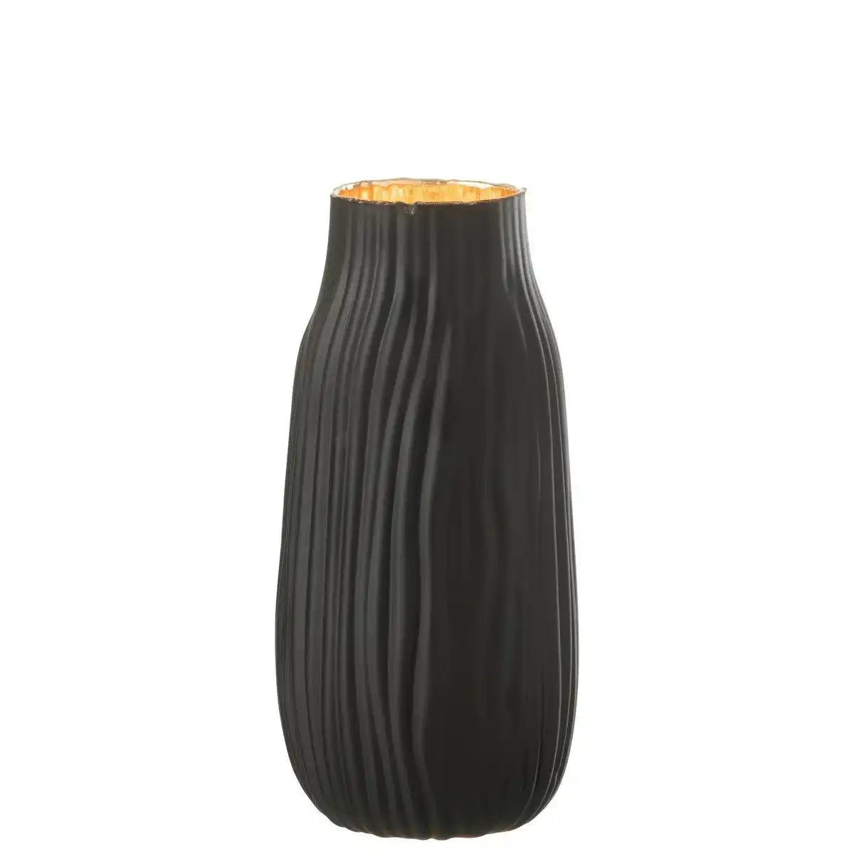 J-Line Vase Notches - Glas - Schwarz/Gold - klein - HomeDesign Knaus
