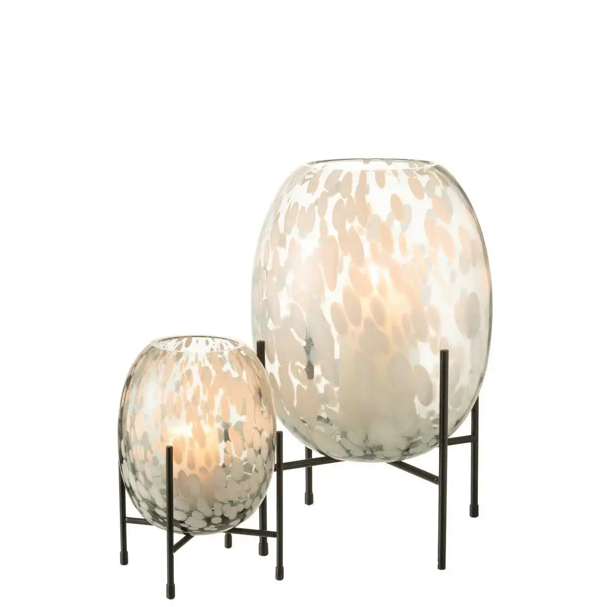J-Line Vase On Foot Speckle – Glas – grau/weiß – groß - HomeDesign Knaus