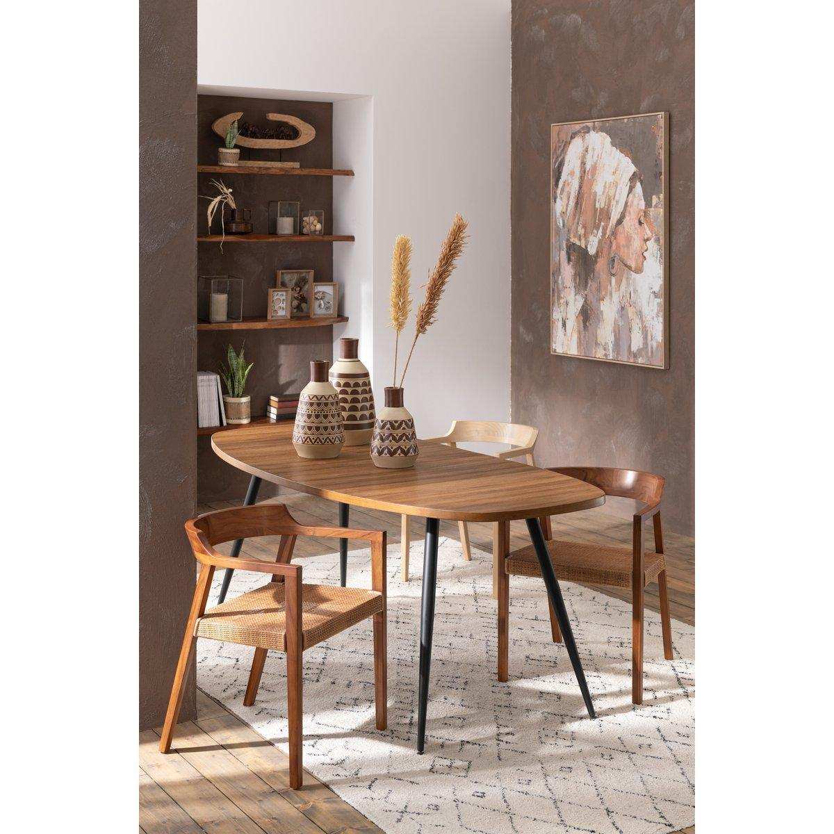 J-Line Vase Pattern Half-Circles – Keramik – weiß/braun - HomeDesign Knaus