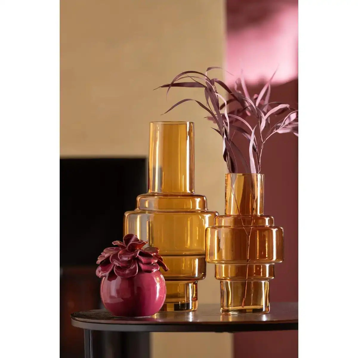 J-Line Vase Rino - Glas - Ocker - groß - HomeDesign Knaus