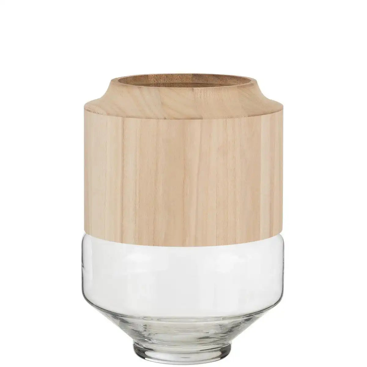 J-Line Vase Round High – Holz/Glas – hellbraun – groß – 30,50 cm hoch - HomeDesign Knaus