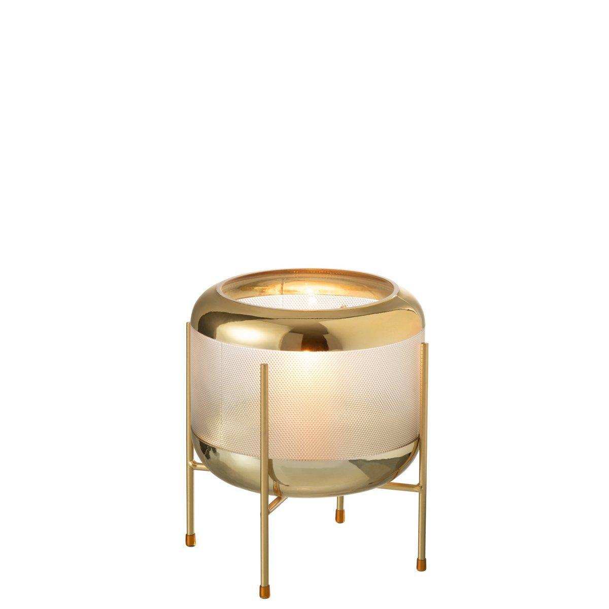 J-Line Vase Round Motif On Foot - Glas - Transparent/Gold - HomeDesign Knaus