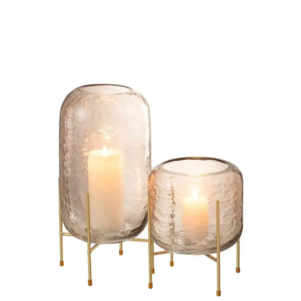 J-Line Vase Round On Foot - Glas - Braun/Gold - Groß - HomeDesign Knaus