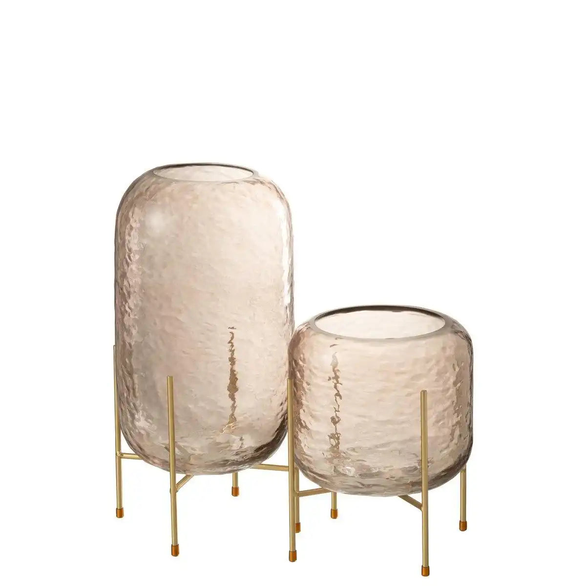 J-Line Vase Round On Foot - Glas - Braun/Gold - Groß - HomeDesign Knaus
