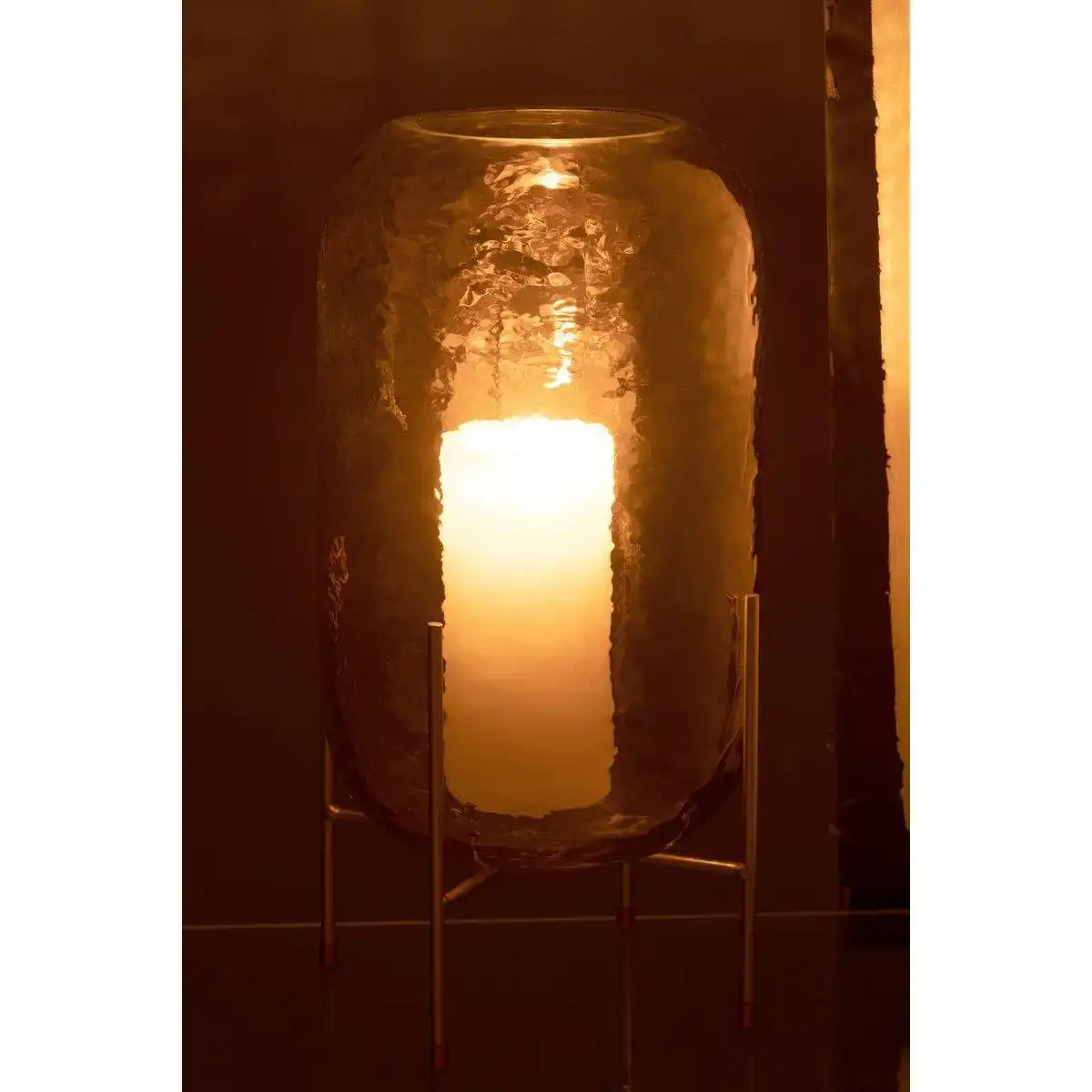 J-Line Vase Round On Foot - Glas - Braun/Gold - Groß - HomeDesign Knaus