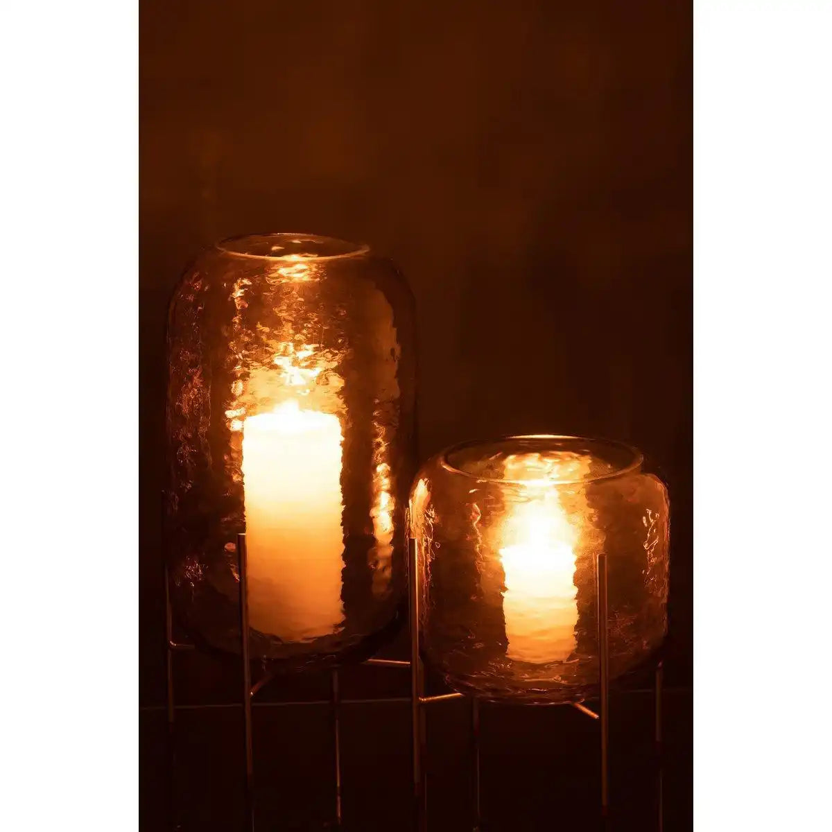 J-Line Vase Round On Foot - Glas - Braun/Gold - Groß - HomeDesign Knaus