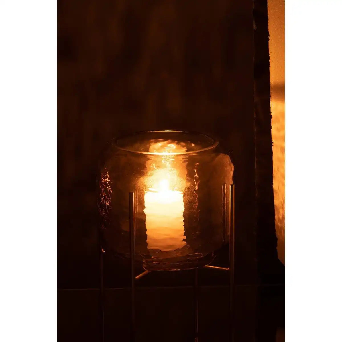 J-Line Vase Round On Foot - Glas - Braun/Gold - klein - HomeDesign Knaus