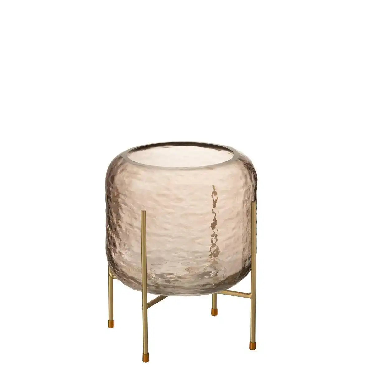 J-Line Vase Round On Foot - Glas - Braun/Gold - klein - HomeDesign Knaus