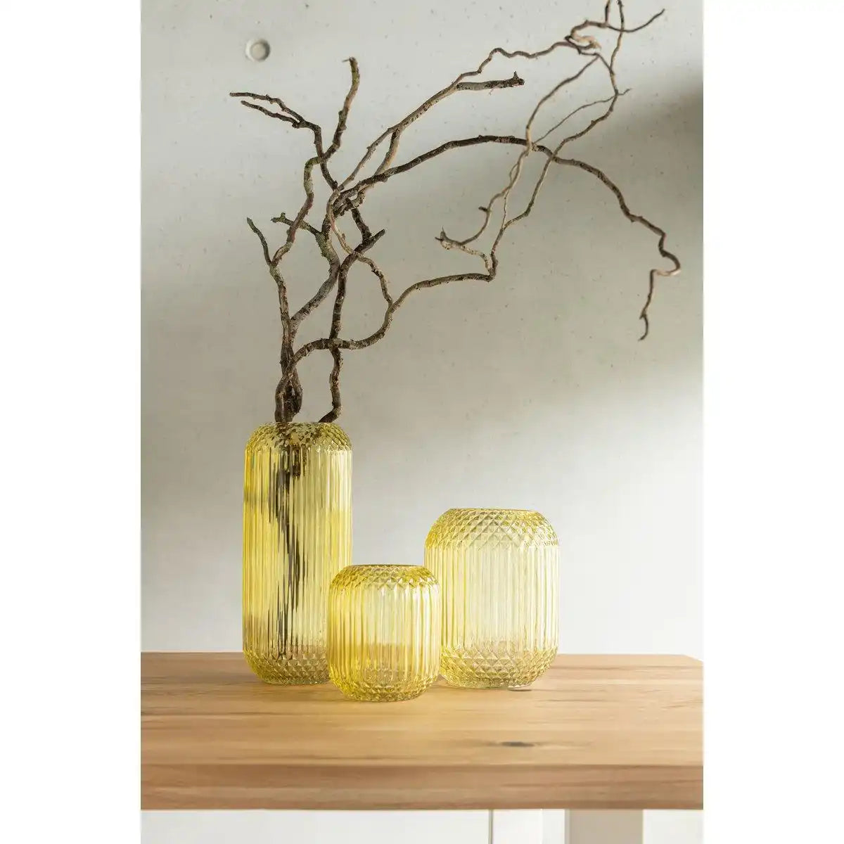 J-Line Vase Straight Cut - Glas - Gelb - Groß - HomeDesign Knaus