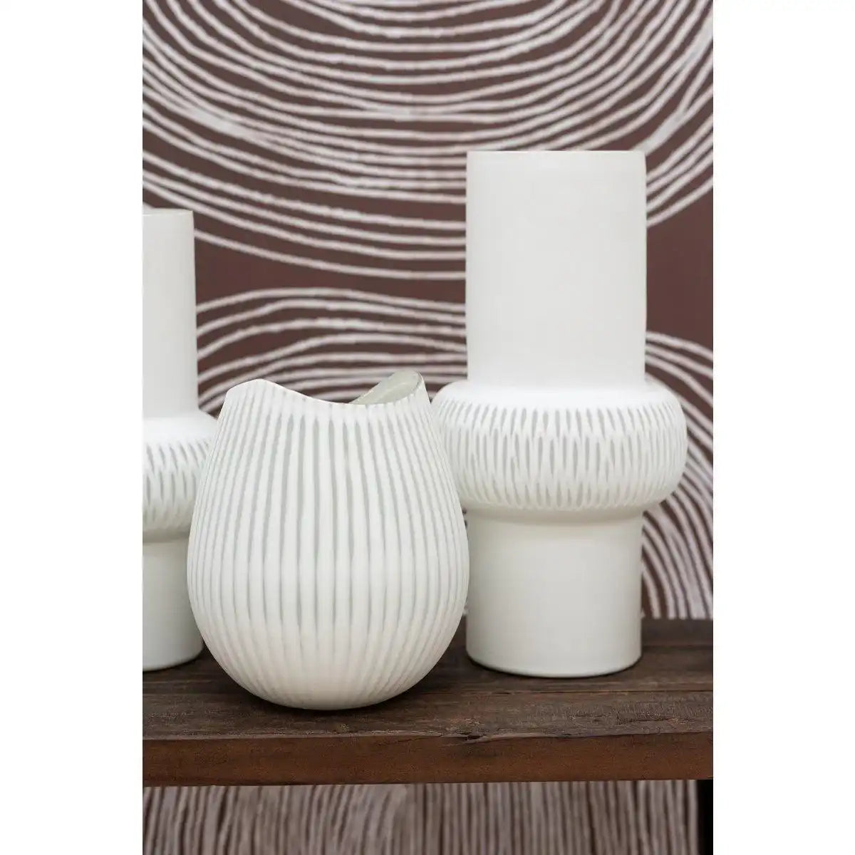 J-Line Vase Stripe Ball - Glas - Weiß - Groß - HomeDesign Knaus