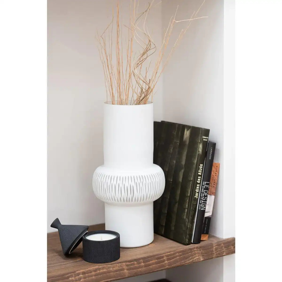 J-Line Vase Stripe Ball - Glas - Weiß - Groß - HomeDesign Knaus