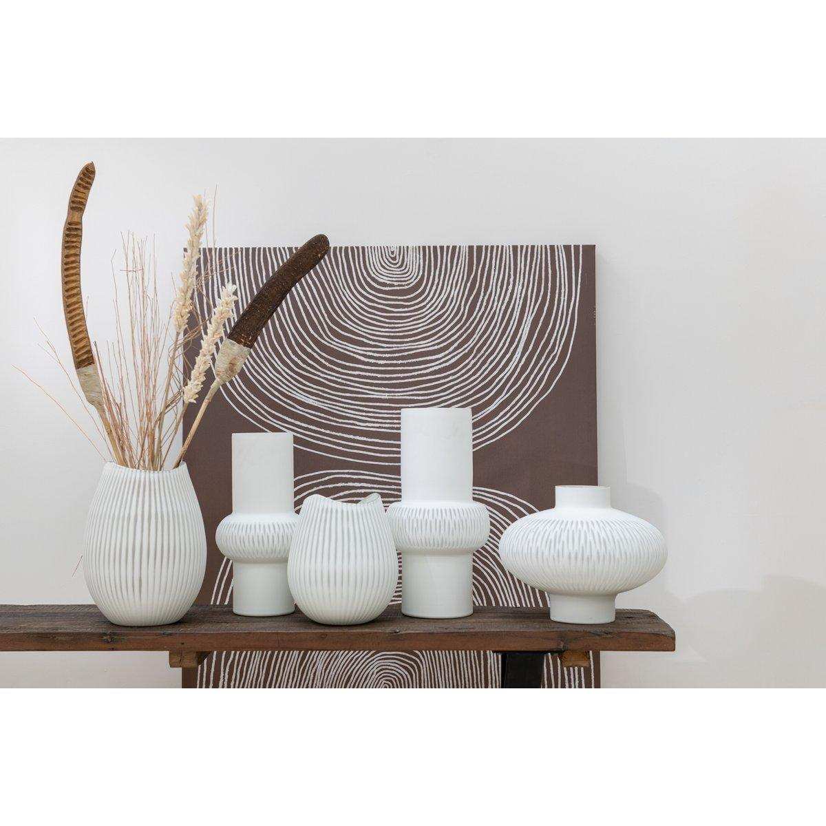J-Line Vase Stripe Ball - Glas - Weiß - klein - HomeDesign Knaus