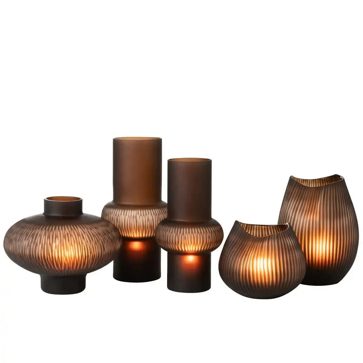 J-Line Vase Stripe Ball Low - Glas - Braun - HomeDesign Knaus