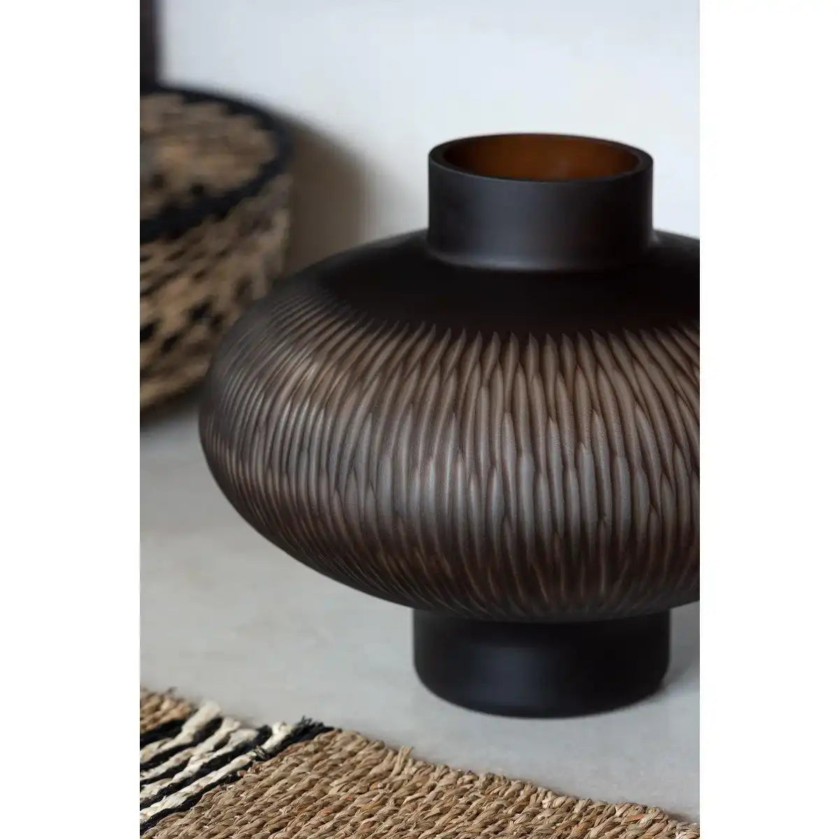 J-Line Vase Stripe Ball Low - Glas - Braun - HomeDesign Knaus