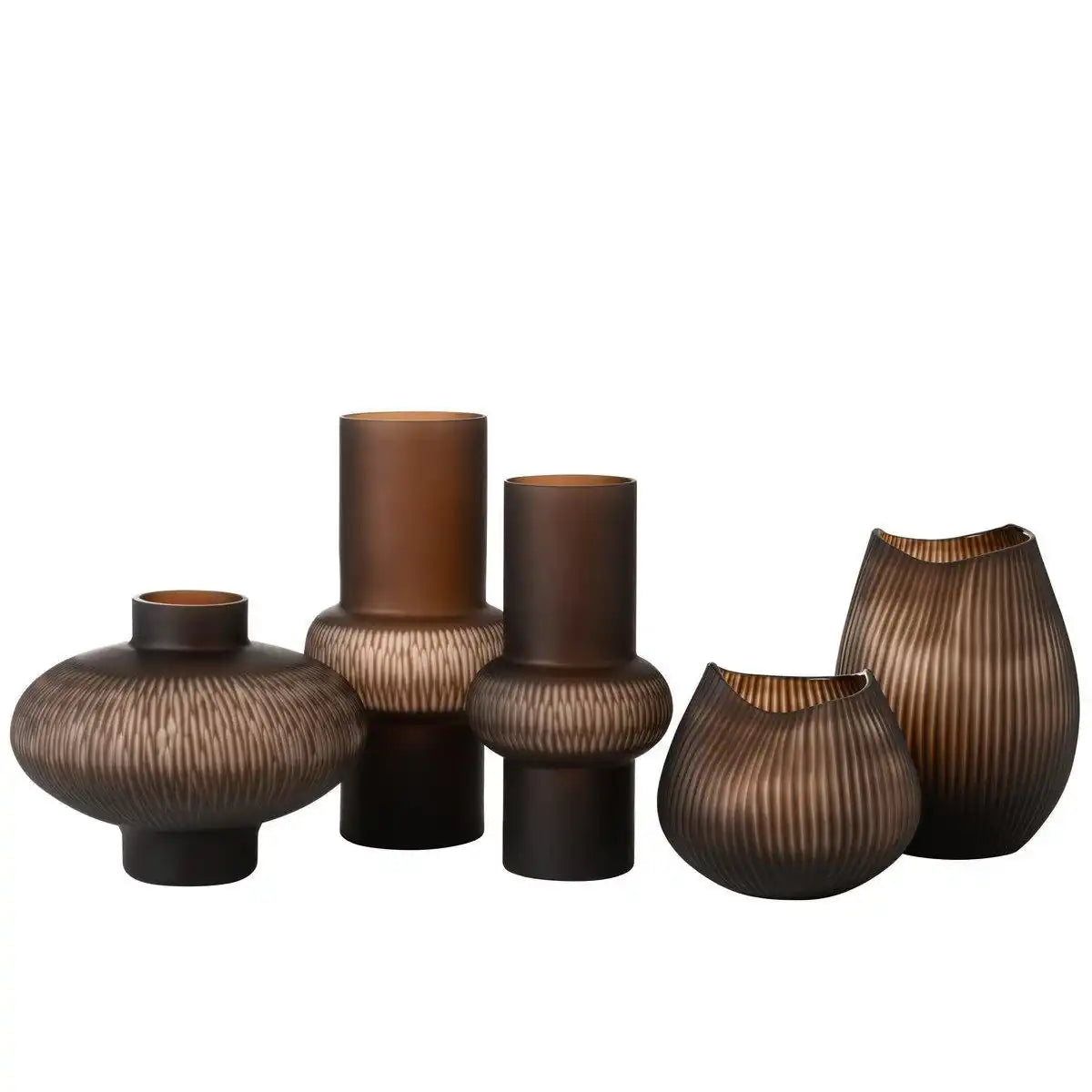 J-Line Vase Stripe Ball Low - Glas - Braun - HomeDesign Knaus