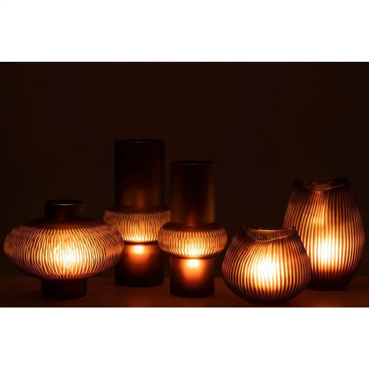 J-Line Vase Stripe Ball Low - Glas - Braun - HomeDesign Knaus