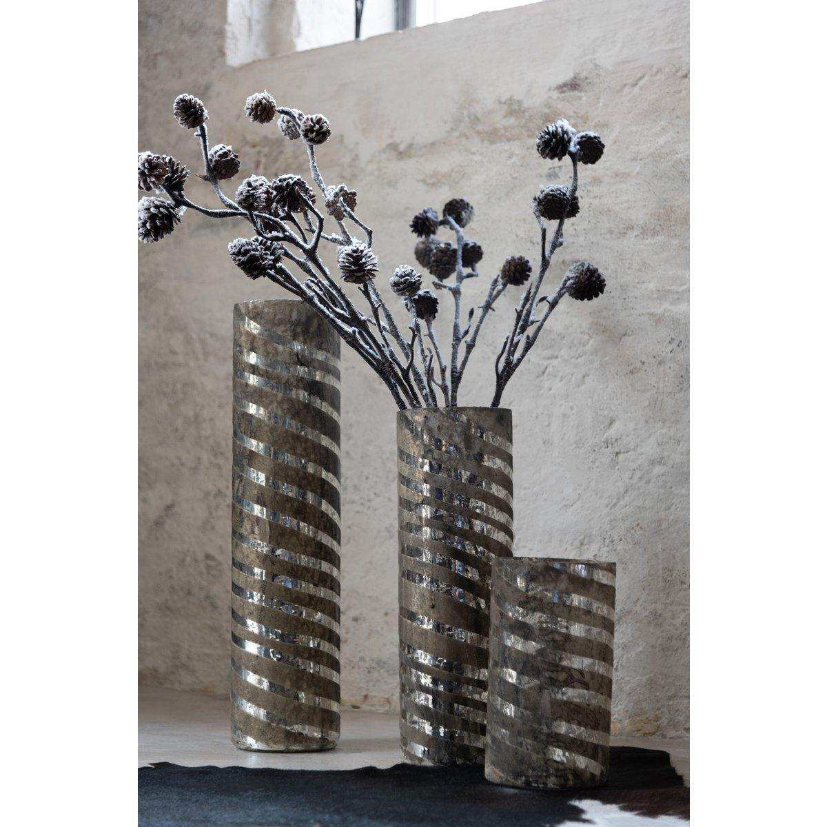J-Line Vase Stripes Round - Glas - Silber - klein - 28,00 cm hoch - HomeDesign Knaus