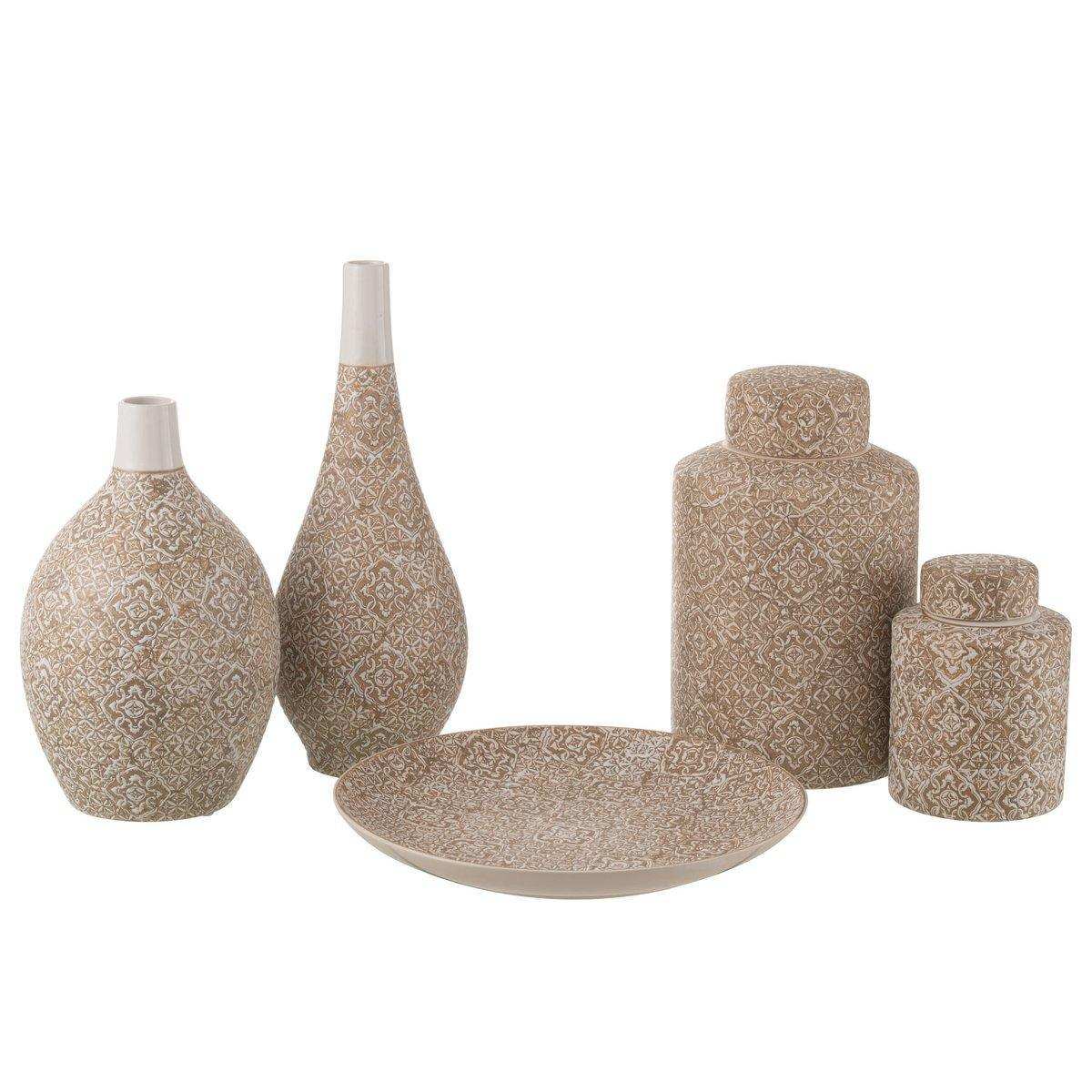 J-Line Vase Wabi Peer Porzellan Beige/Weiß - HomeDesign Knaus