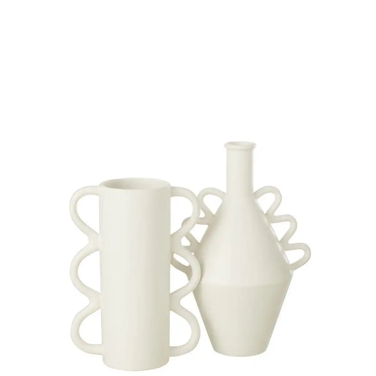 J-Line Vase Wavy Handle Dolomite - Keramik - Weiß - Groß - HomeDesign Knaus