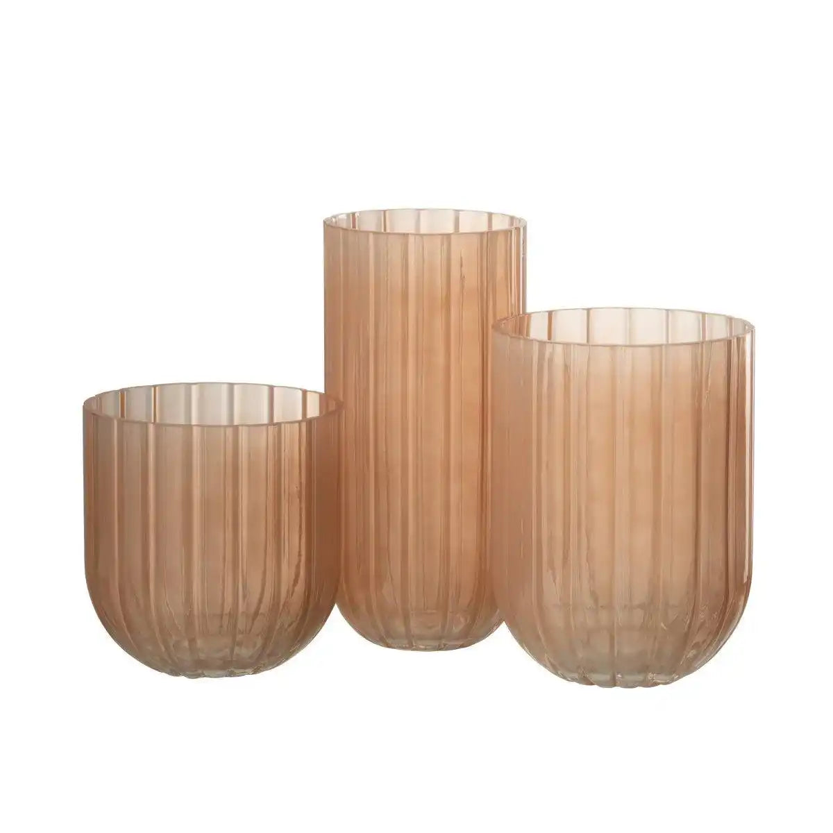 J-Line Vase Yoni Stripes – Glas – Pfirsich – groß - HomeDesign Knaus