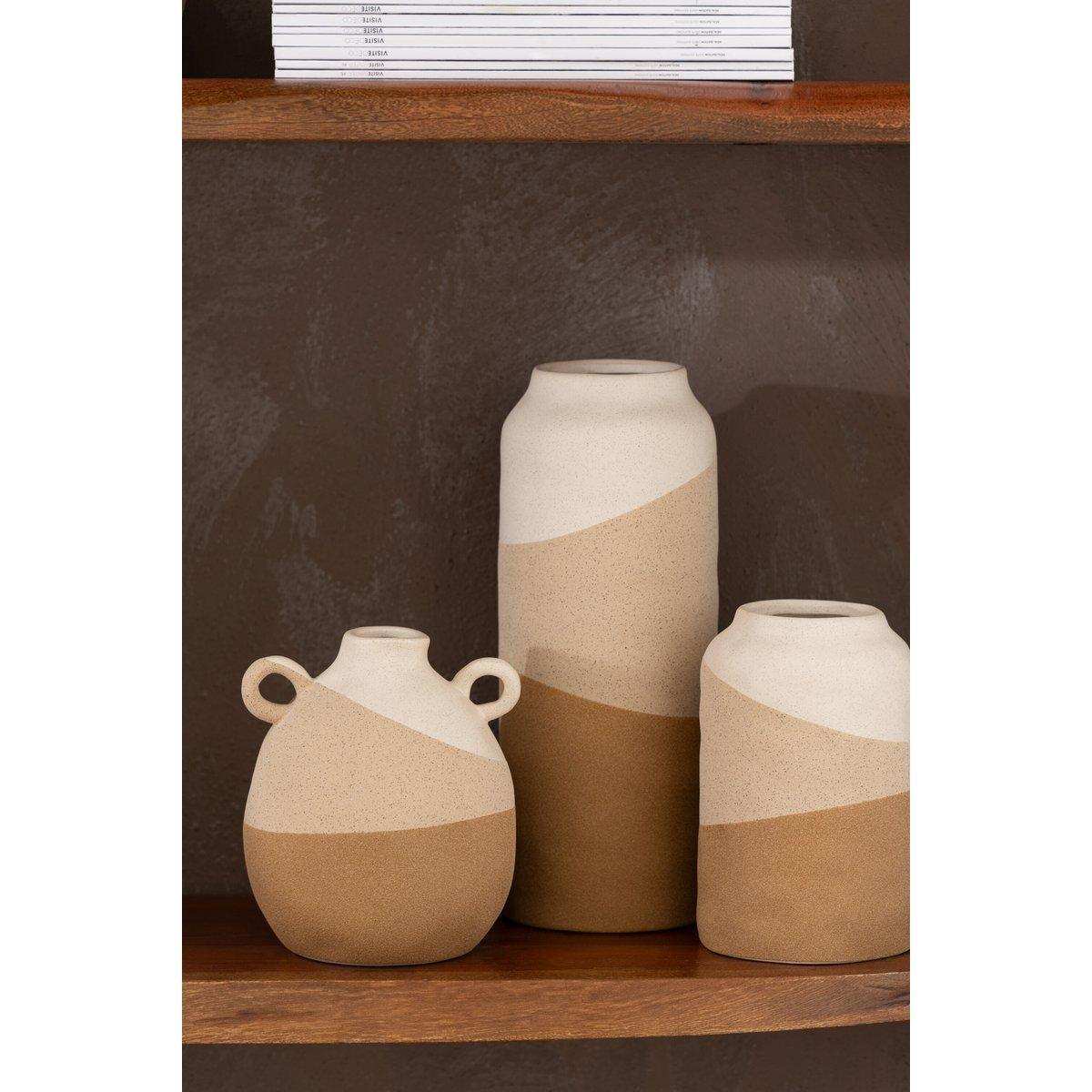J-Line Vase Zylinder Keramik Beige/Hellbraun Groß - HomeDesign Knaus
