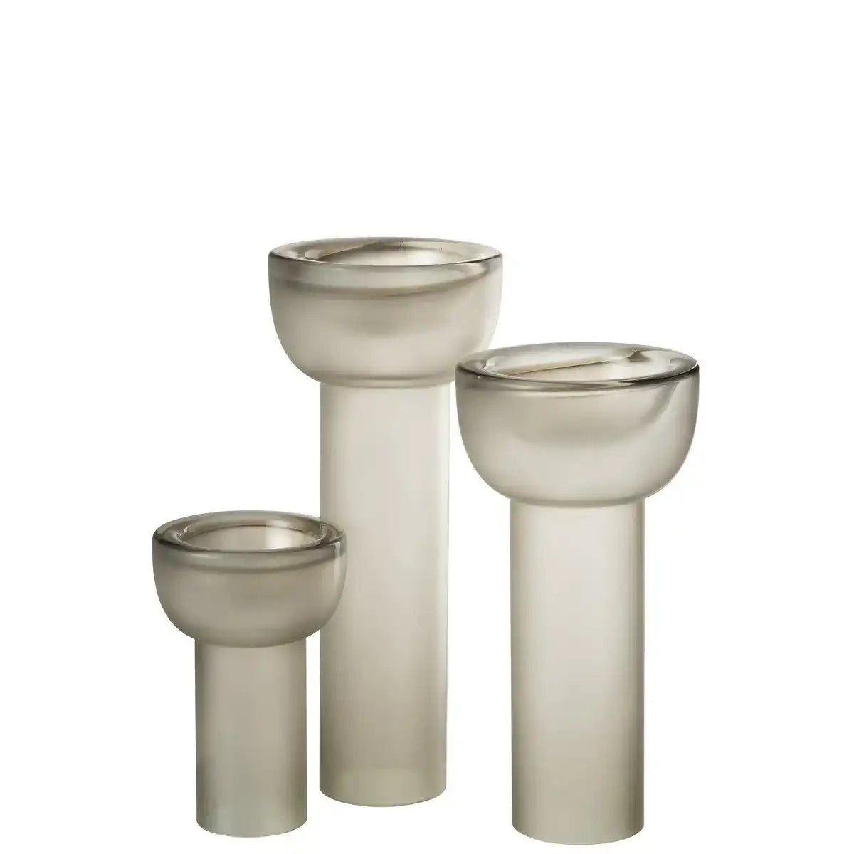J-Line Vase/Kerzenständer Yara Glas Greige Groß - HomeDesign Knaus