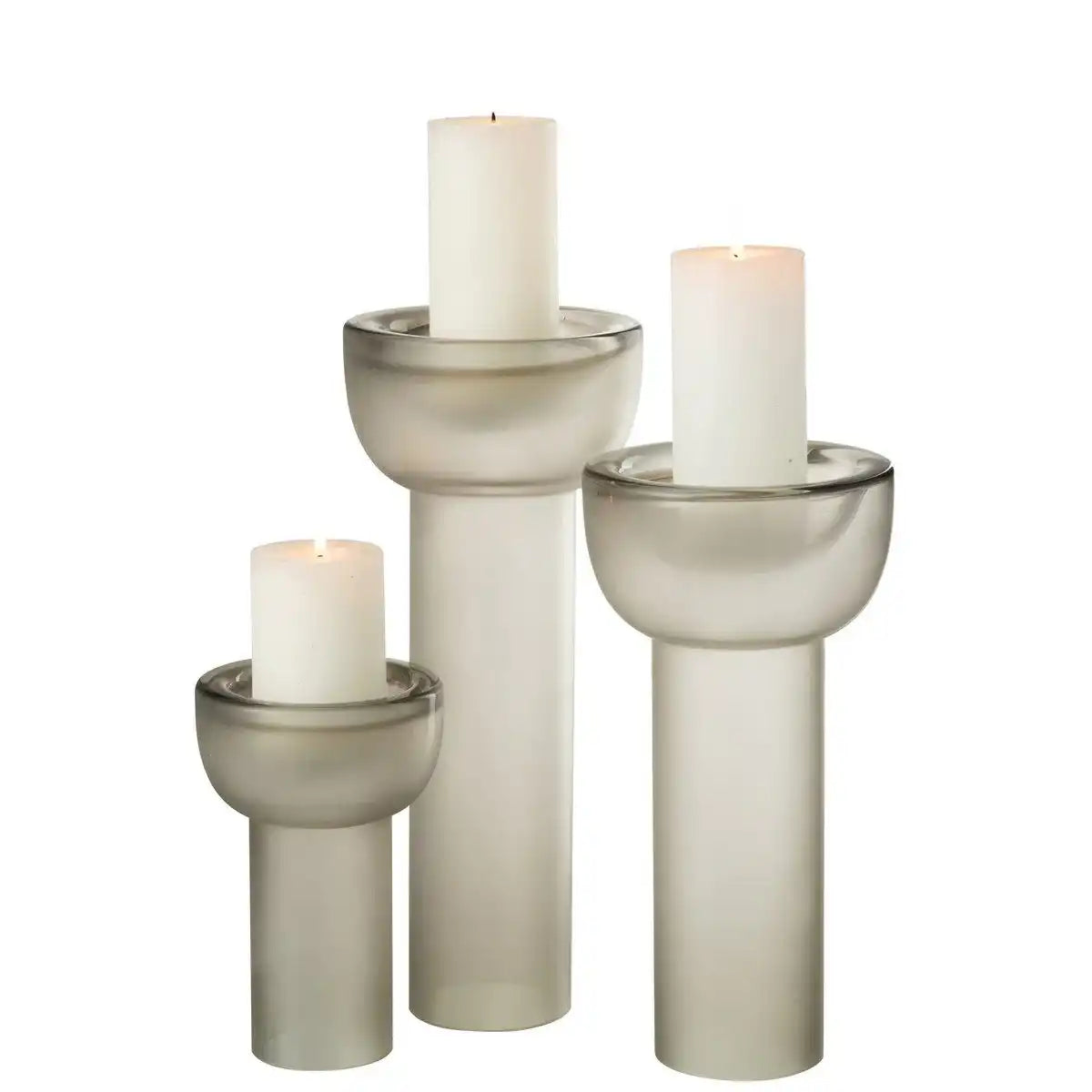 J-Line Vase/Kerzenständer Yara Glas Greige Groß - HomeDesign Knaus