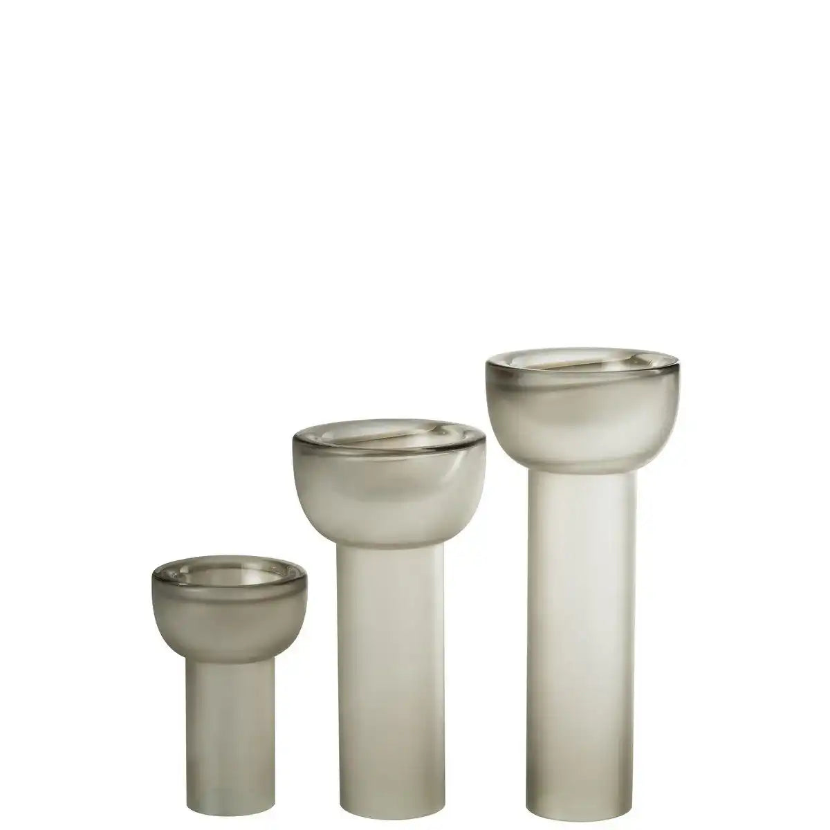J-Line Vase/Kerzenständer Yara Glas Greige Groß - HomeDesign Knaus