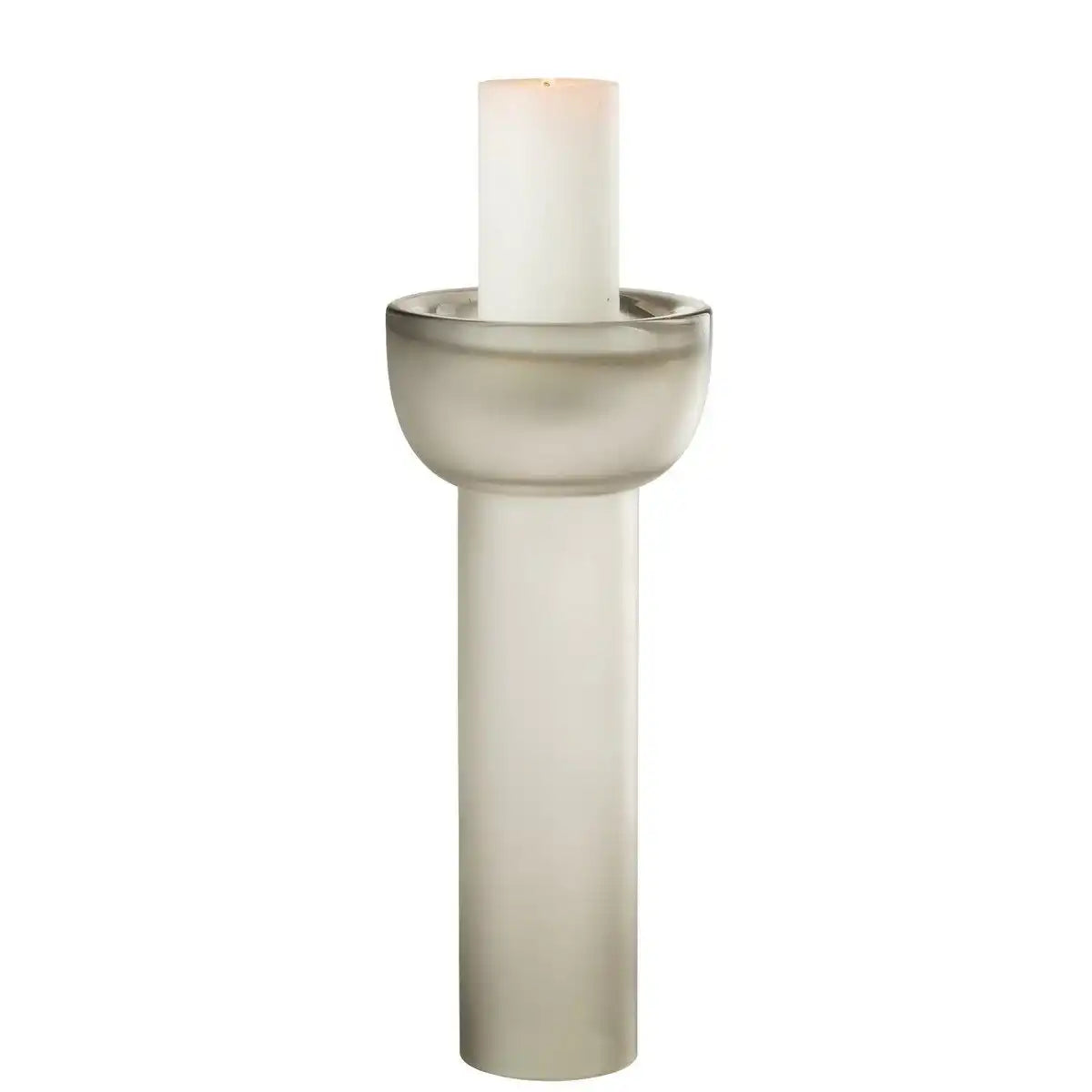 J-Line Vase/Kerzenständer Yara Glas Greige Groß - HomeDesign Knaus