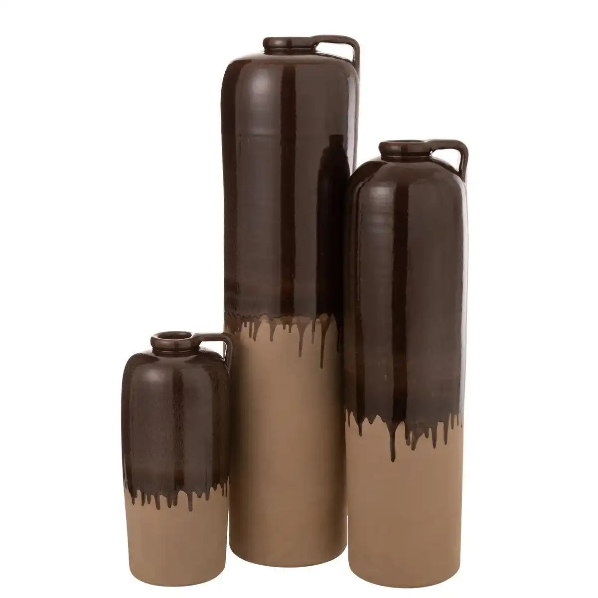 J-Line Vasengriff aus Keramik, Beige/Braun, groß – 83,00 cm hoch - HomeDesign Knaus